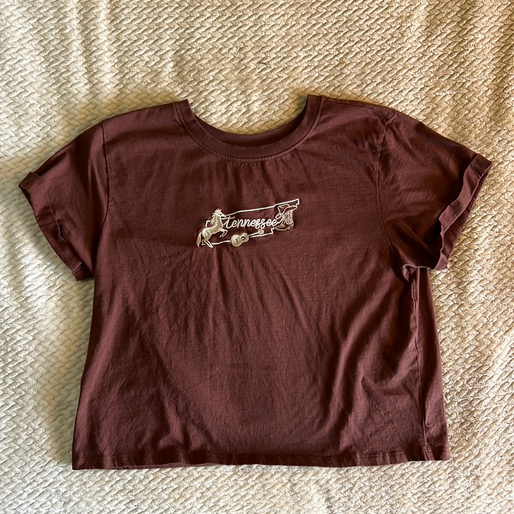 Brown Tennessee Y2K Crop Tshirt